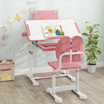 Kids Study Desk and Chair Set with Adjustable Height