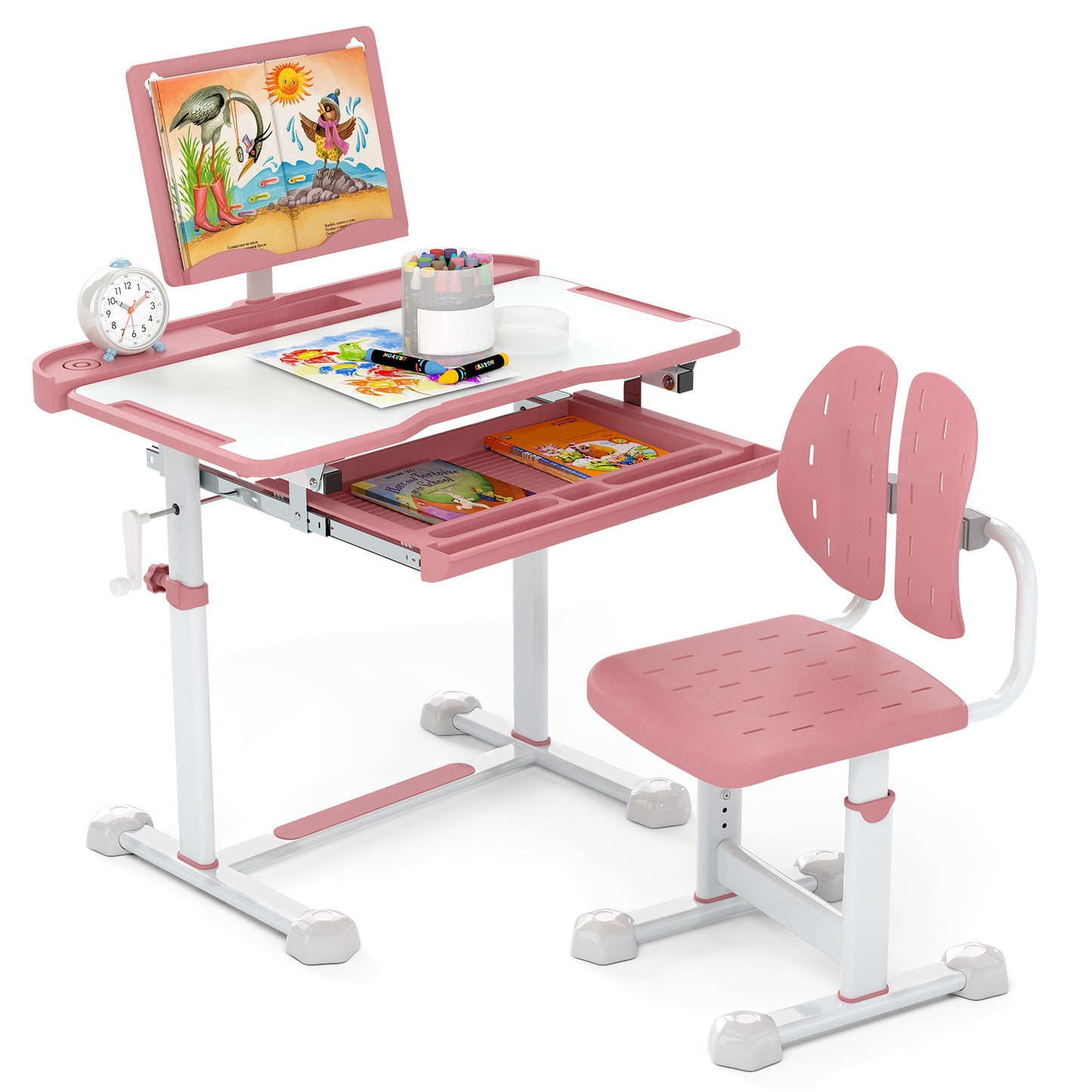Kids Study Desk and Chair Set with Adjustable Height