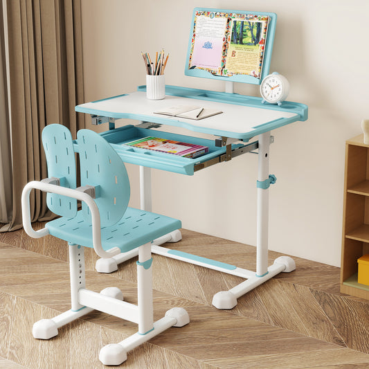 Kids Study Desk and Chair Set with Adjustable Height