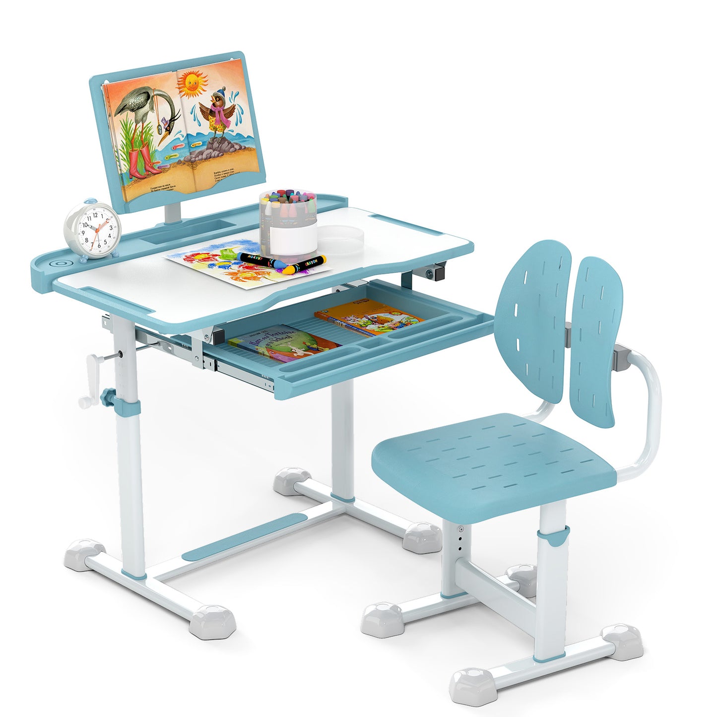 Kids Study Desk and Chair Set with Adjustable Height