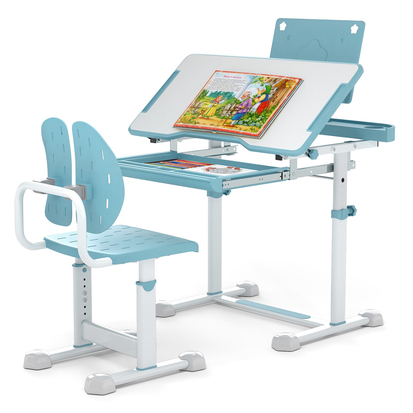 Kids Study Desk and Chair Set with Adjustable Height