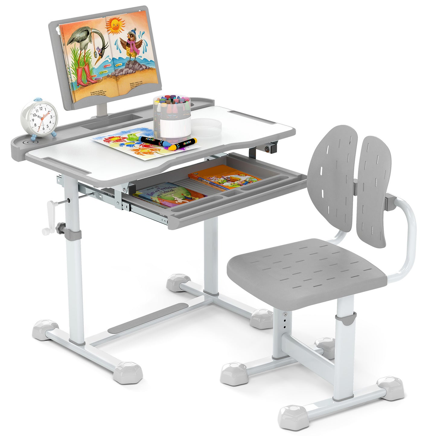 Kids Study Desk and Chair Set with Adjustable Height