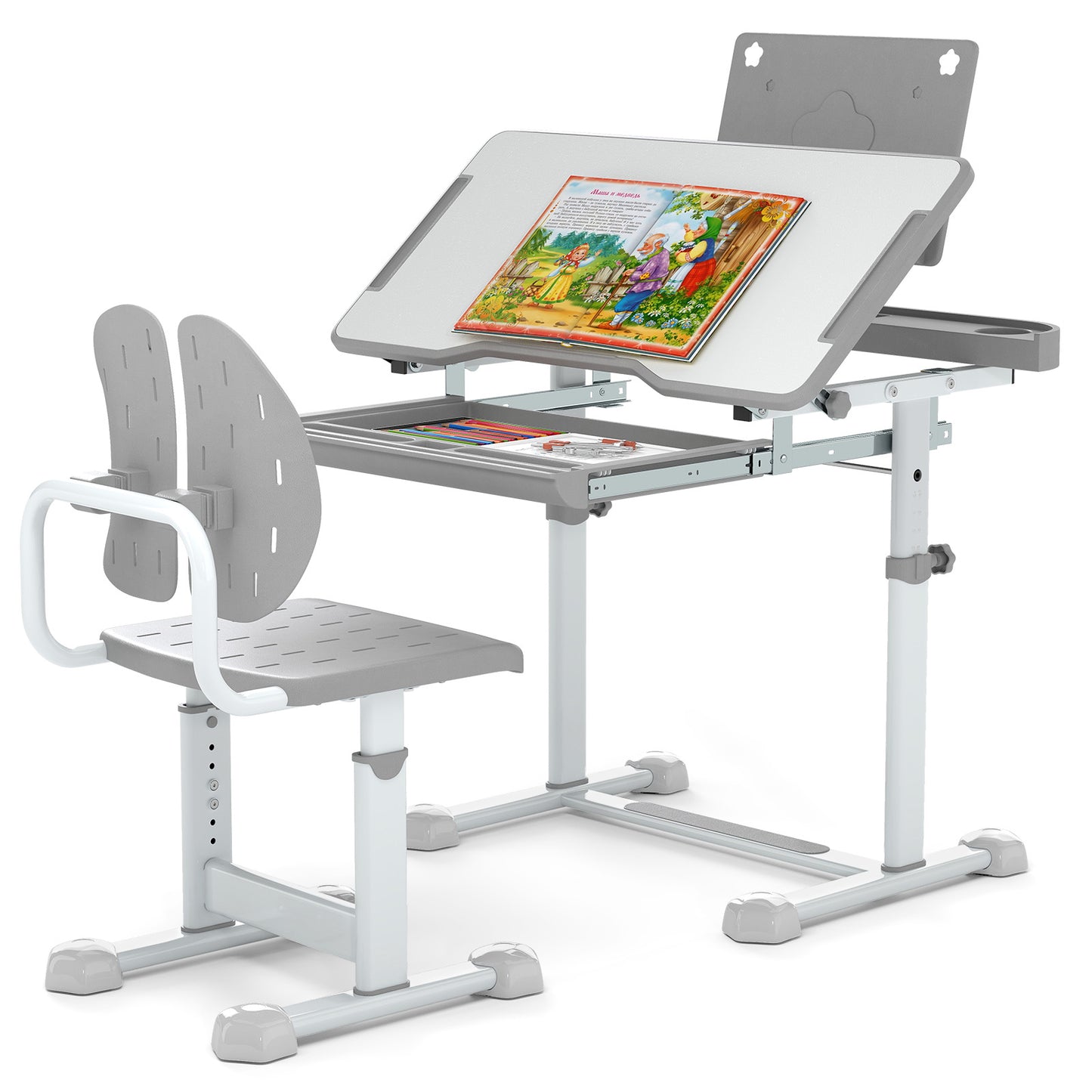 Kids Study Desk and Chair Set with Adjustable Height