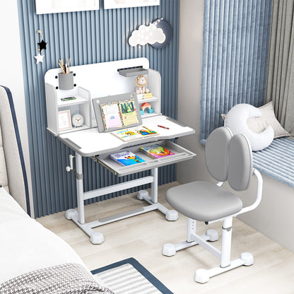 Kids Study Desk and Chair Set with Tilt Desktop