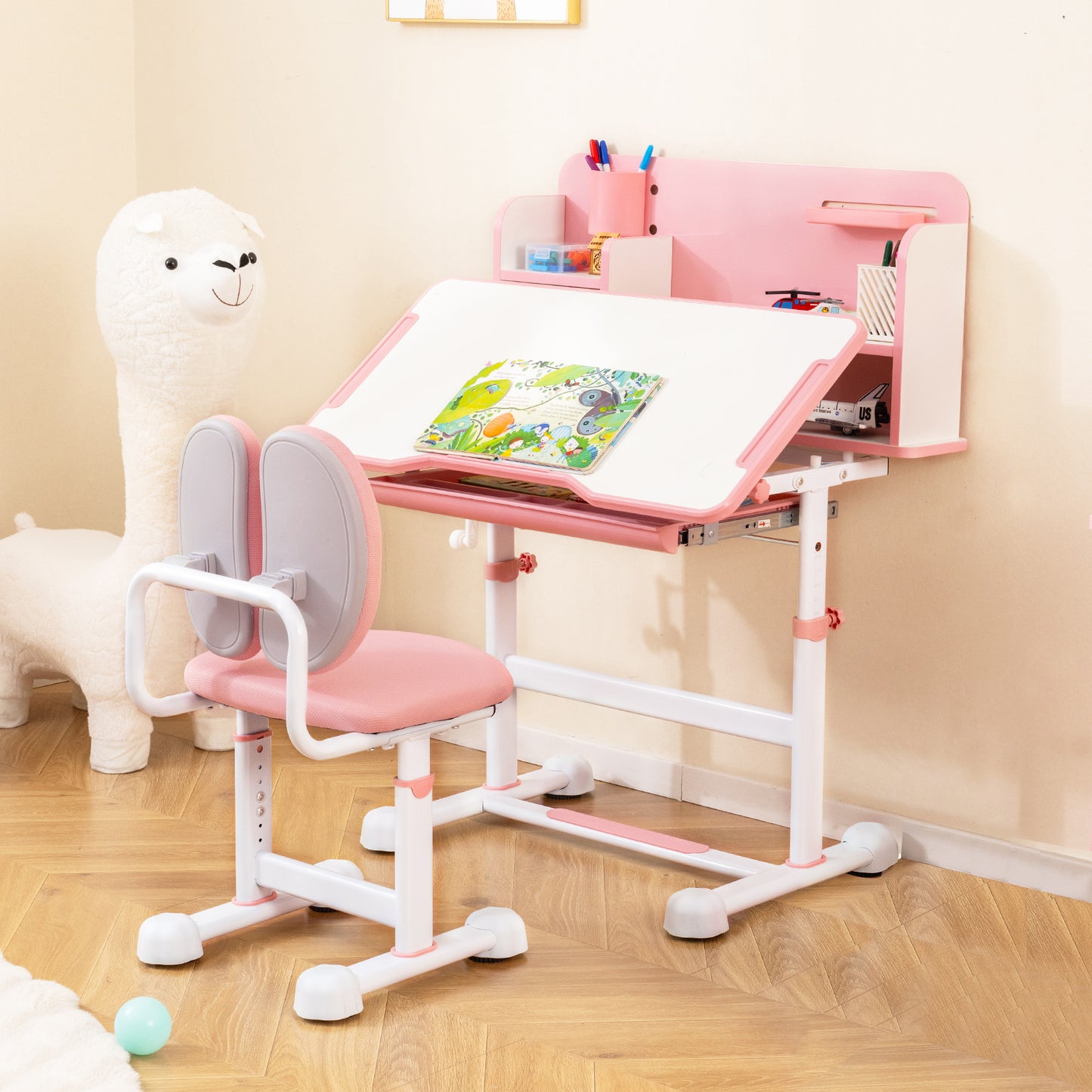 Kids Study Desk and Chair Set with Tilt Desktop