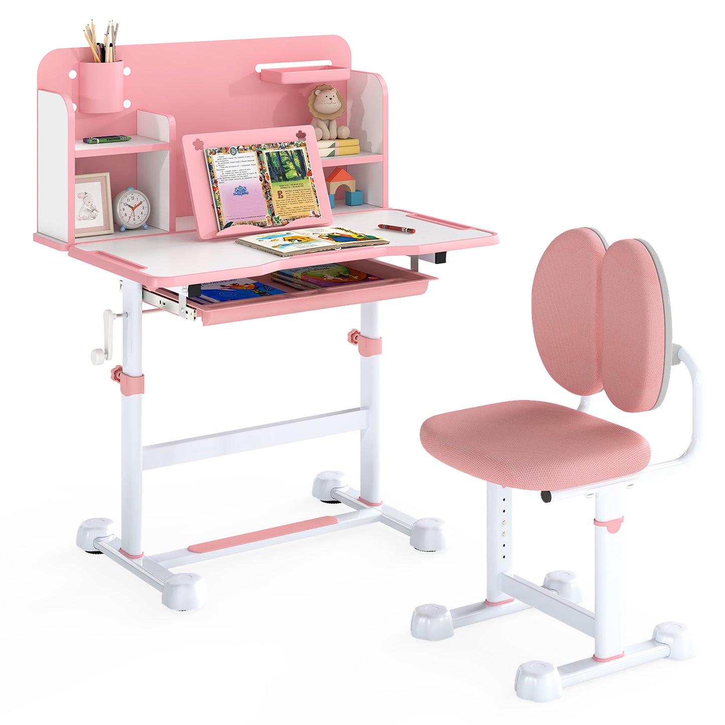 Kids Study Desk and Chair Set with Tilt Desktop