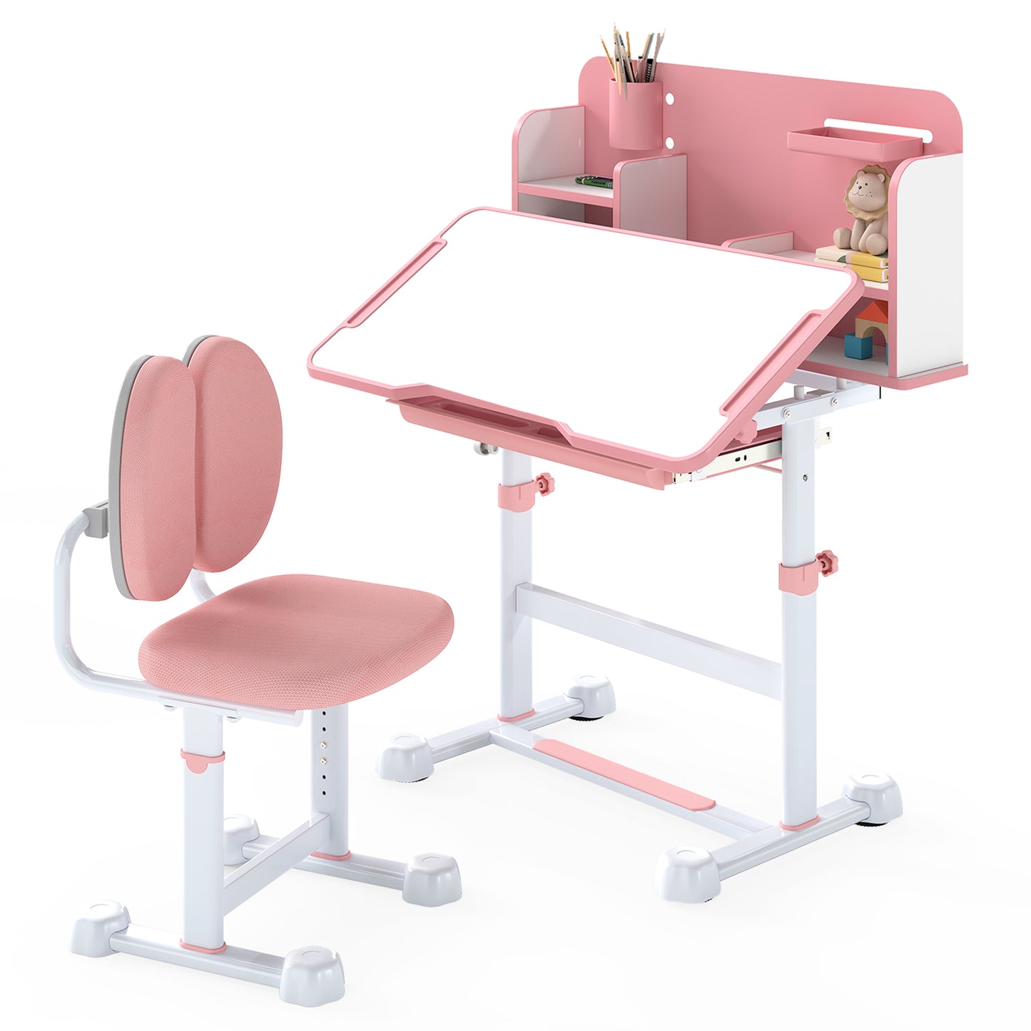 Kids Study Desk and Chair Set with Tilt Desktop