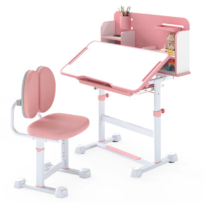 Kids Study Desk and Chair Set with Tilt Desktop