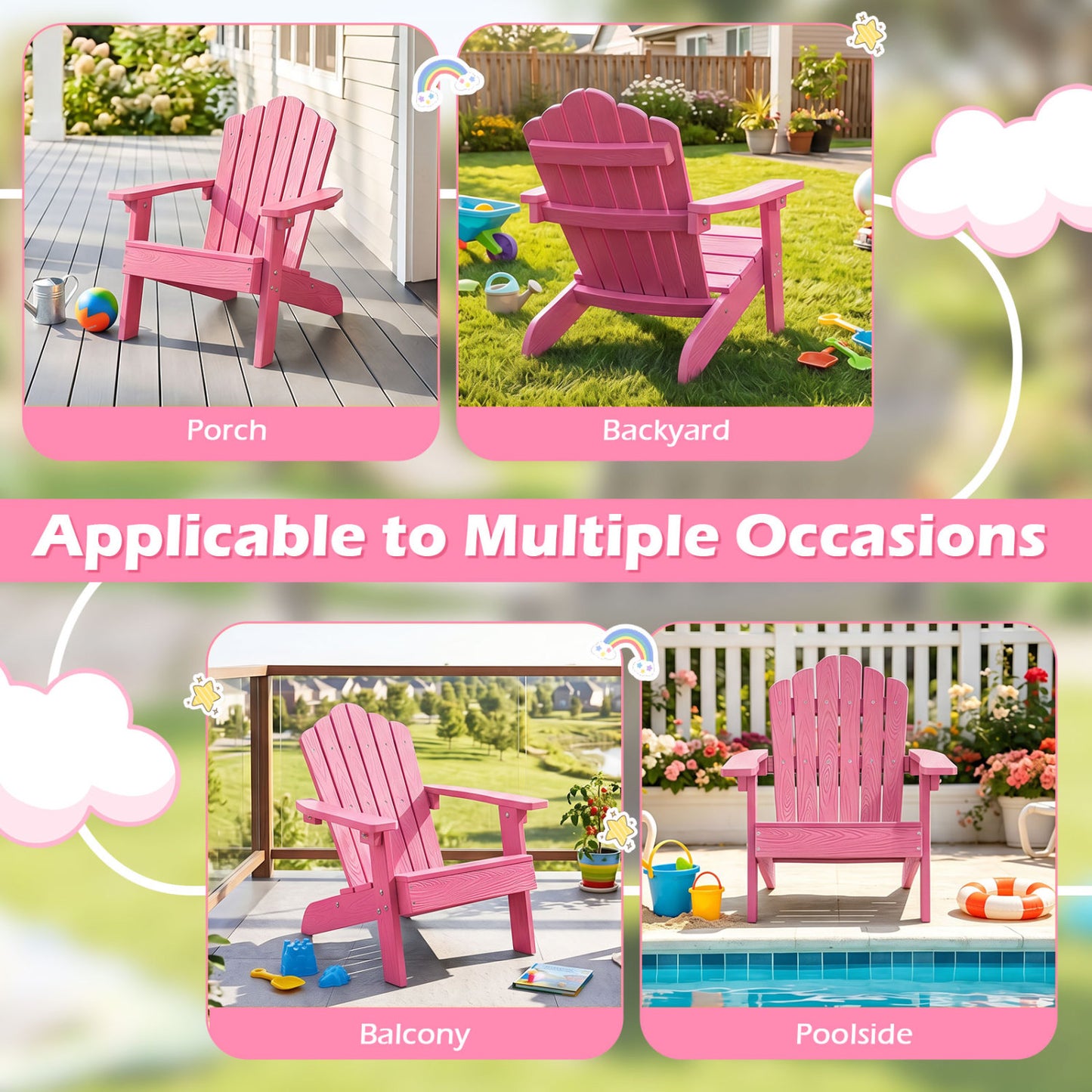 Kids Adirondack Chair All-Weather Outdoor Seating
