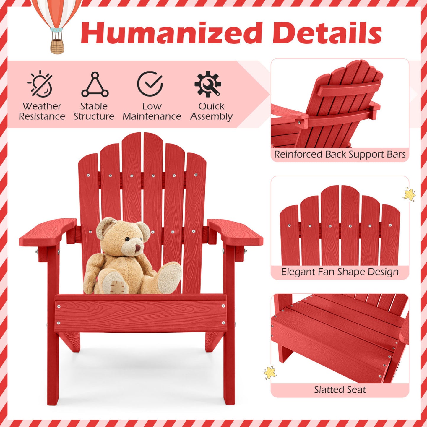 Kids Adirondack Chair All-Weather Outdoor Seating