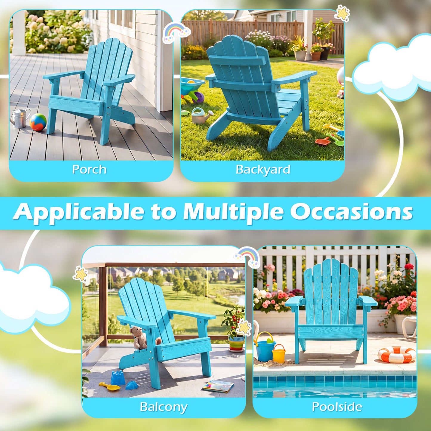 Kids Adirondack Chair All-Weather Outdoor Seating