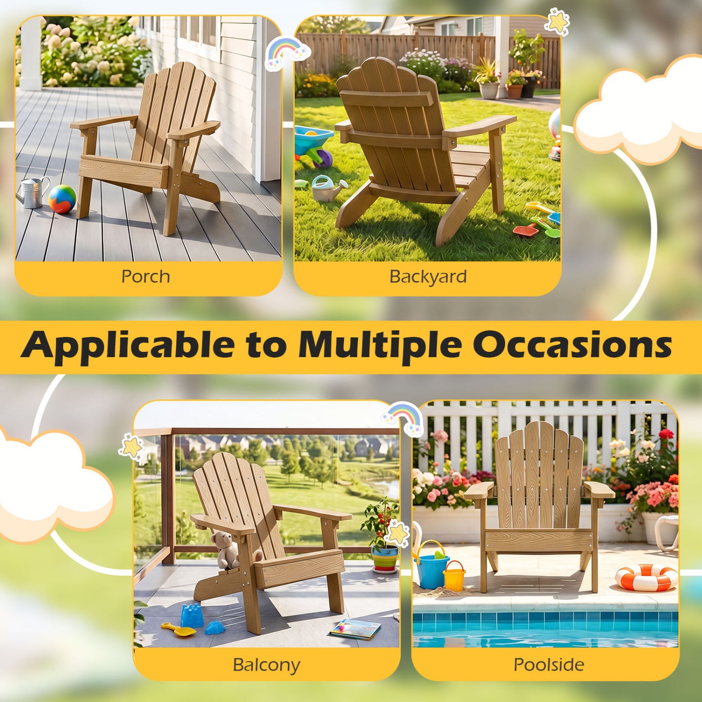 Kids Adirondack Chair All-Weather Outdoor Seating