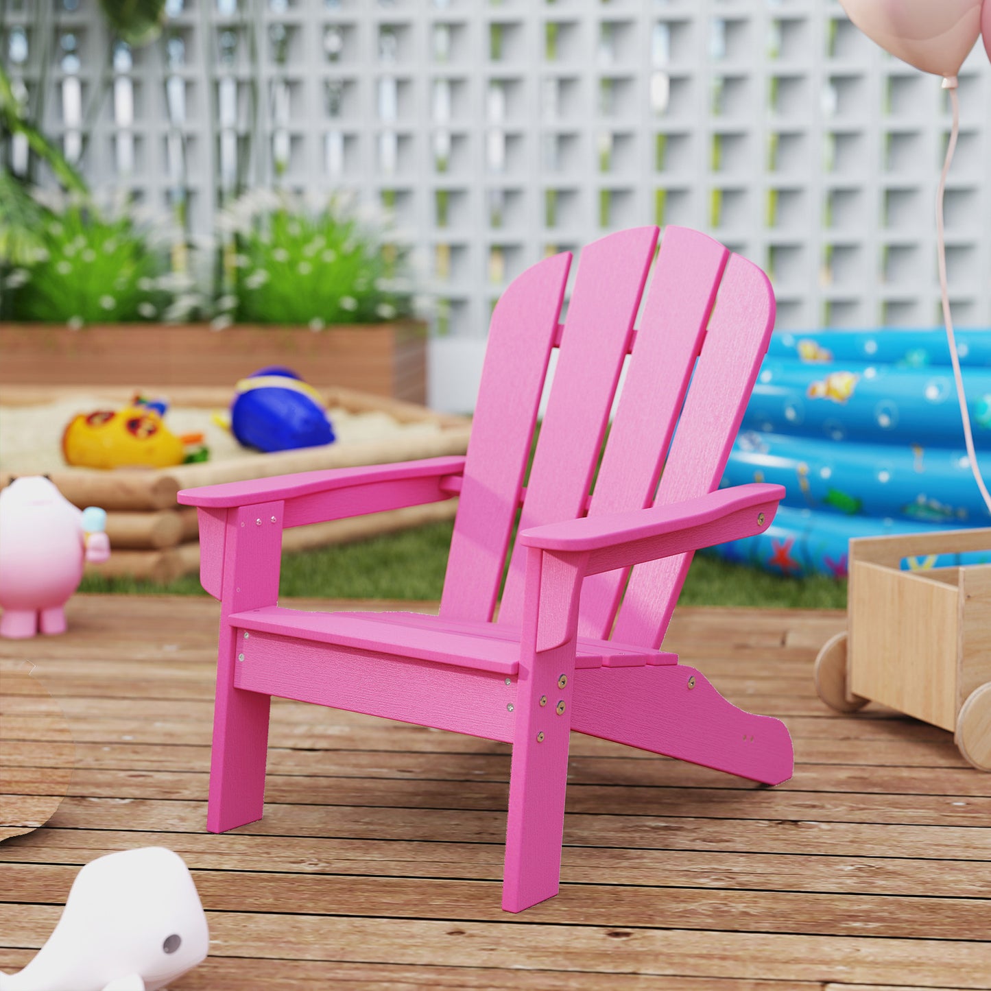 Kids Adirondack Chair with High Backrest and Armrests