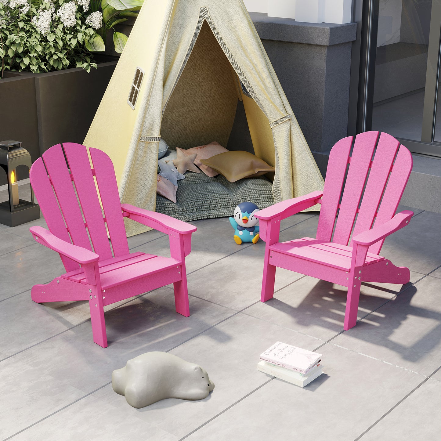 Kids Adirondack Chair with High Backrest and Armrests