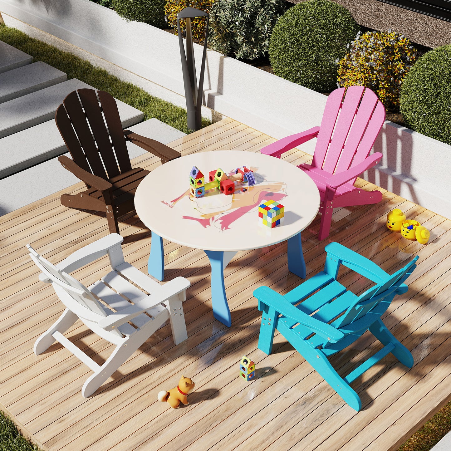 Kids Adirondack Chair with High Backrest and Armrests