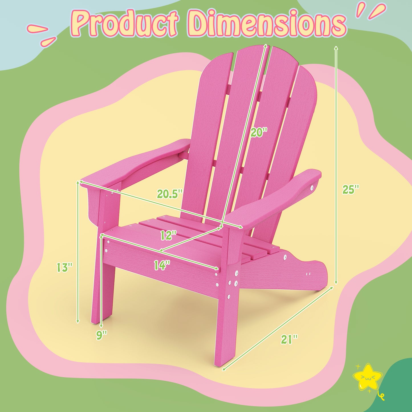 Kids Adirondack Chair with High Backrest and Armrests