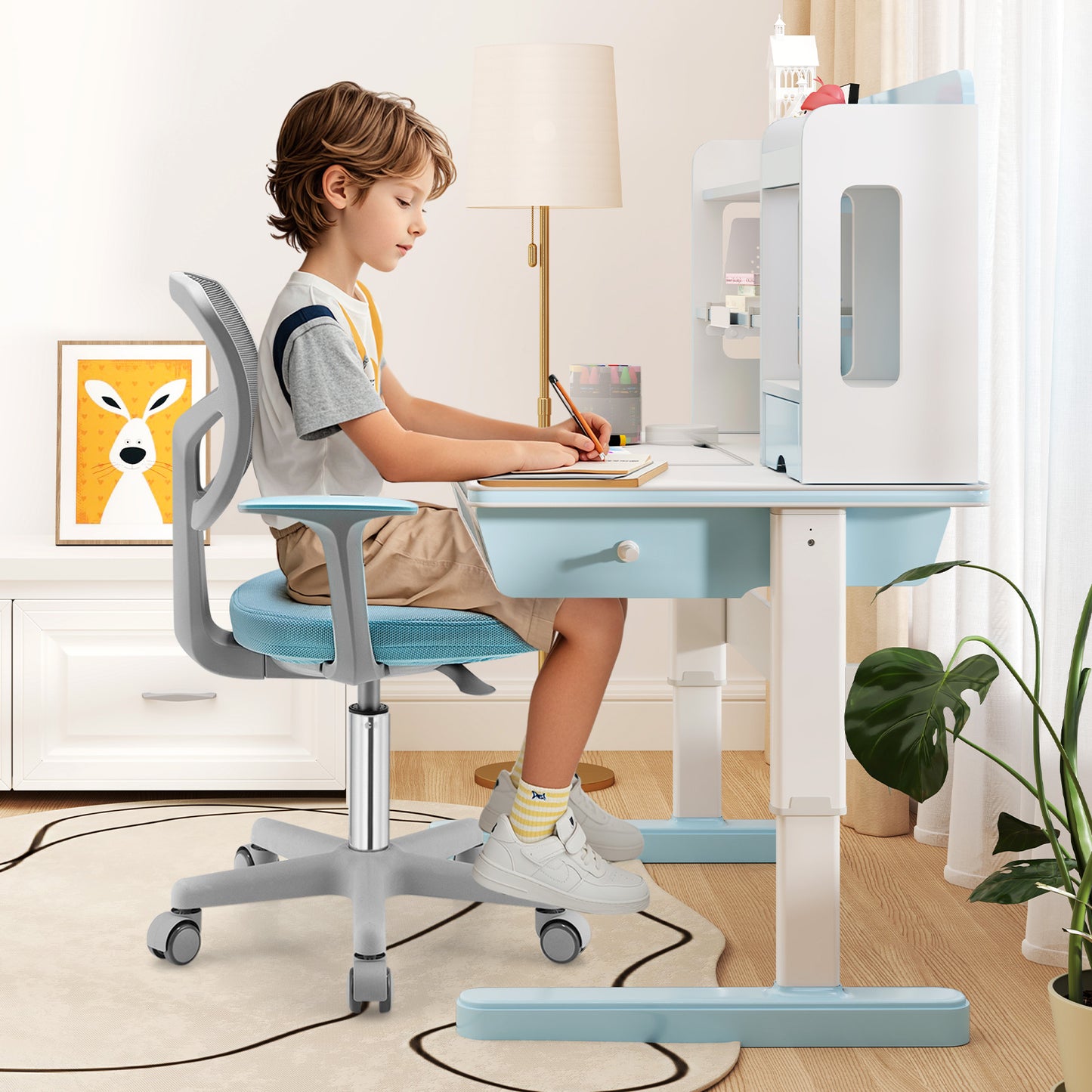 Kids Adjustable Desk Chair with Auto Brake Casters