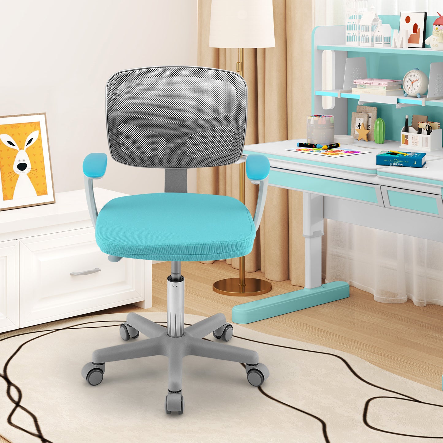 Kids Adjustable Desk Chair with Auto Brake Casters