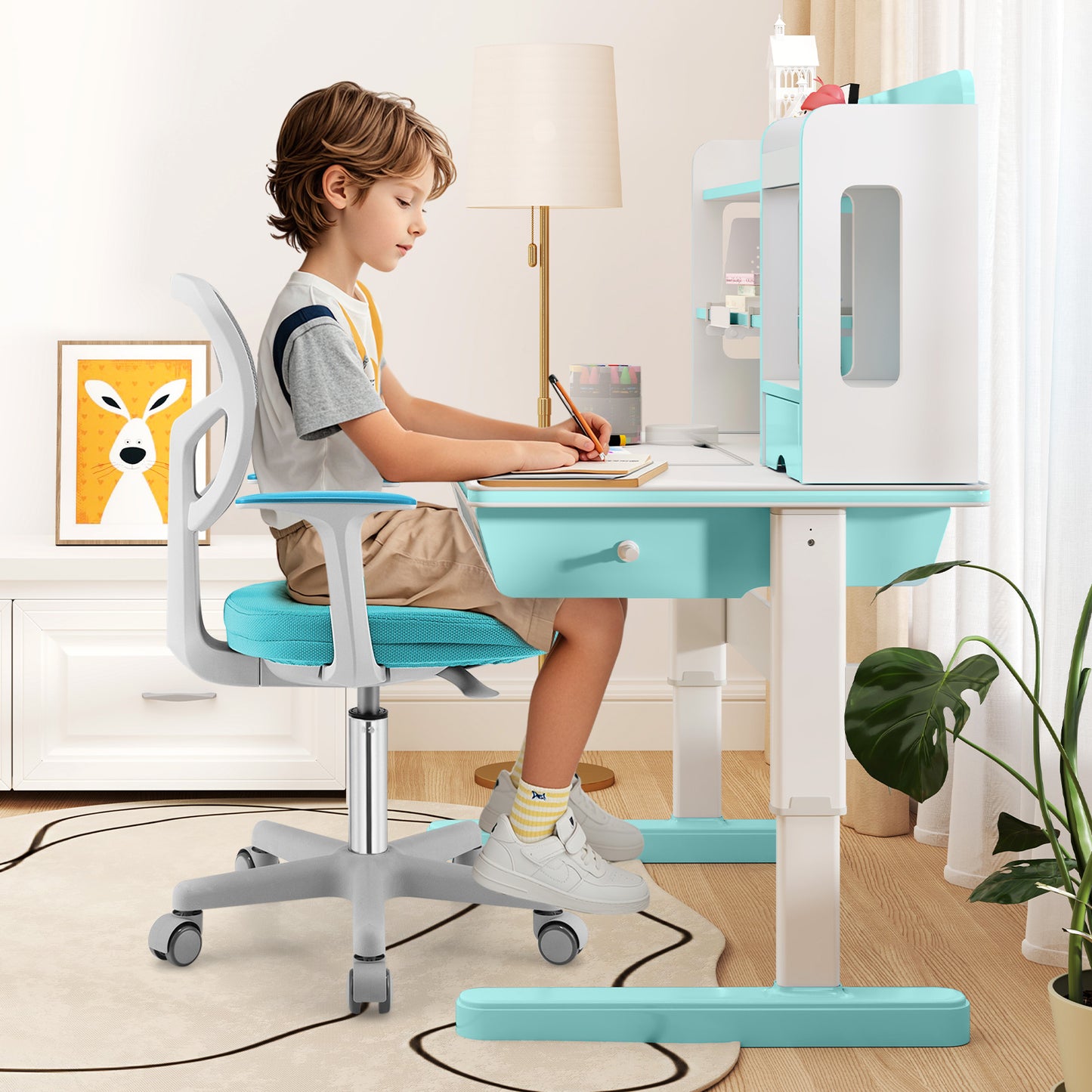 Kids Adjustable Desk Chair with Auto Brake Casters