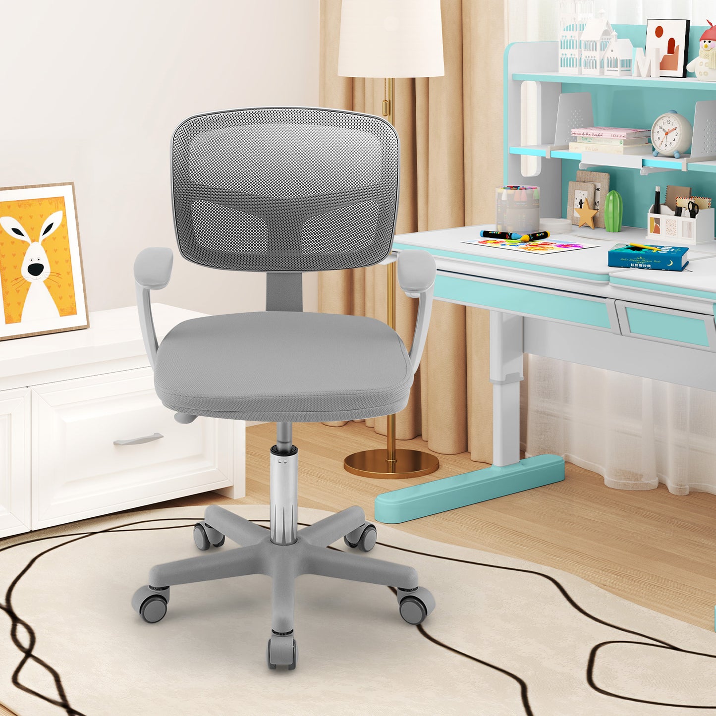Kids Adjustable Desk Chair with Auto Brake Casters