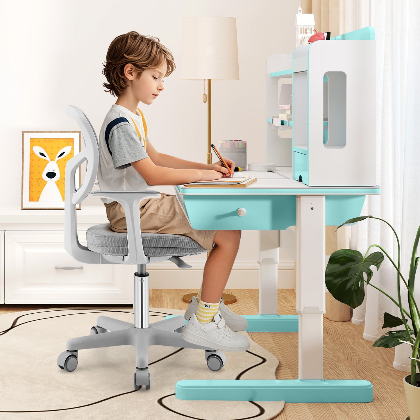 Kids Adjustable Desk Chair with Auto Brake Casters
