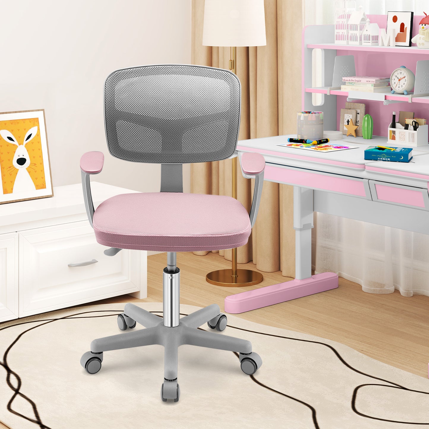 Kids Adjustable Desk Chair with Auto Brake Casters
