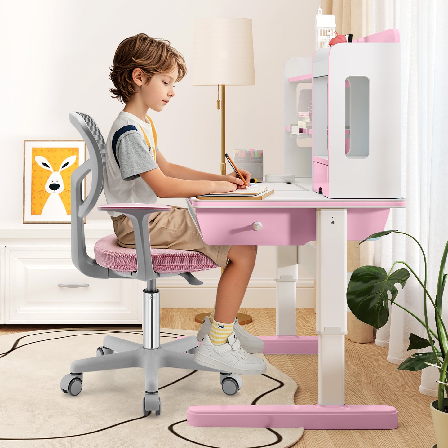 Kids Adjustable Desk Chair with Auto Brake Casters