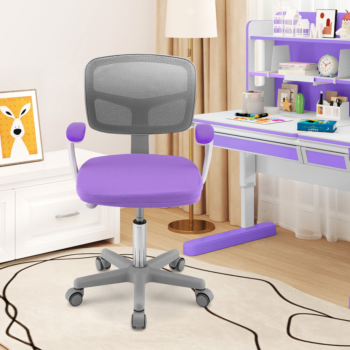 Kids Adjustable Desk Chair with Auto Brake Casters