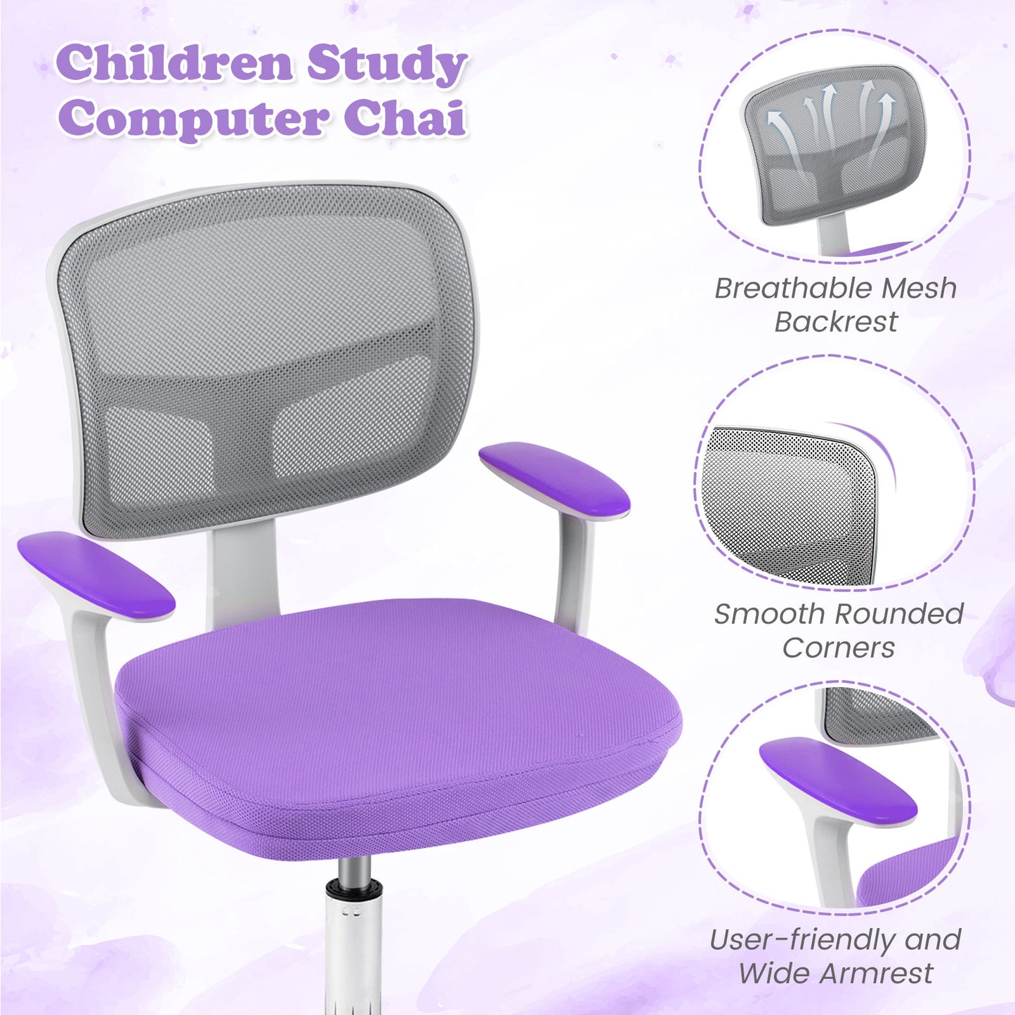Kids Adjustable Desk Chair with Auto Brake Casters