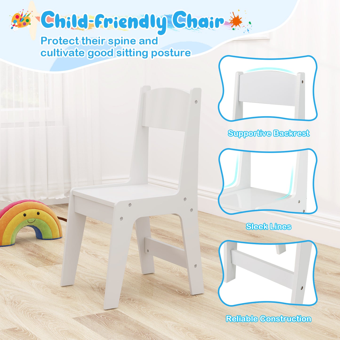 Kids Art Table and Chair Set with Paper Roll and Storage