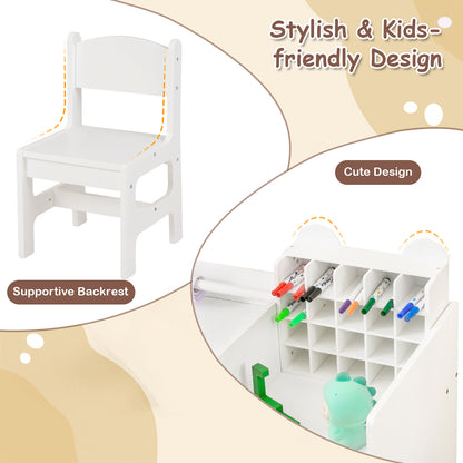 Kids Art Table and Chair Set with Paper Roll Holder