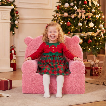 Kids Bear Sofa with Soft Fleece Fabric and Armrests