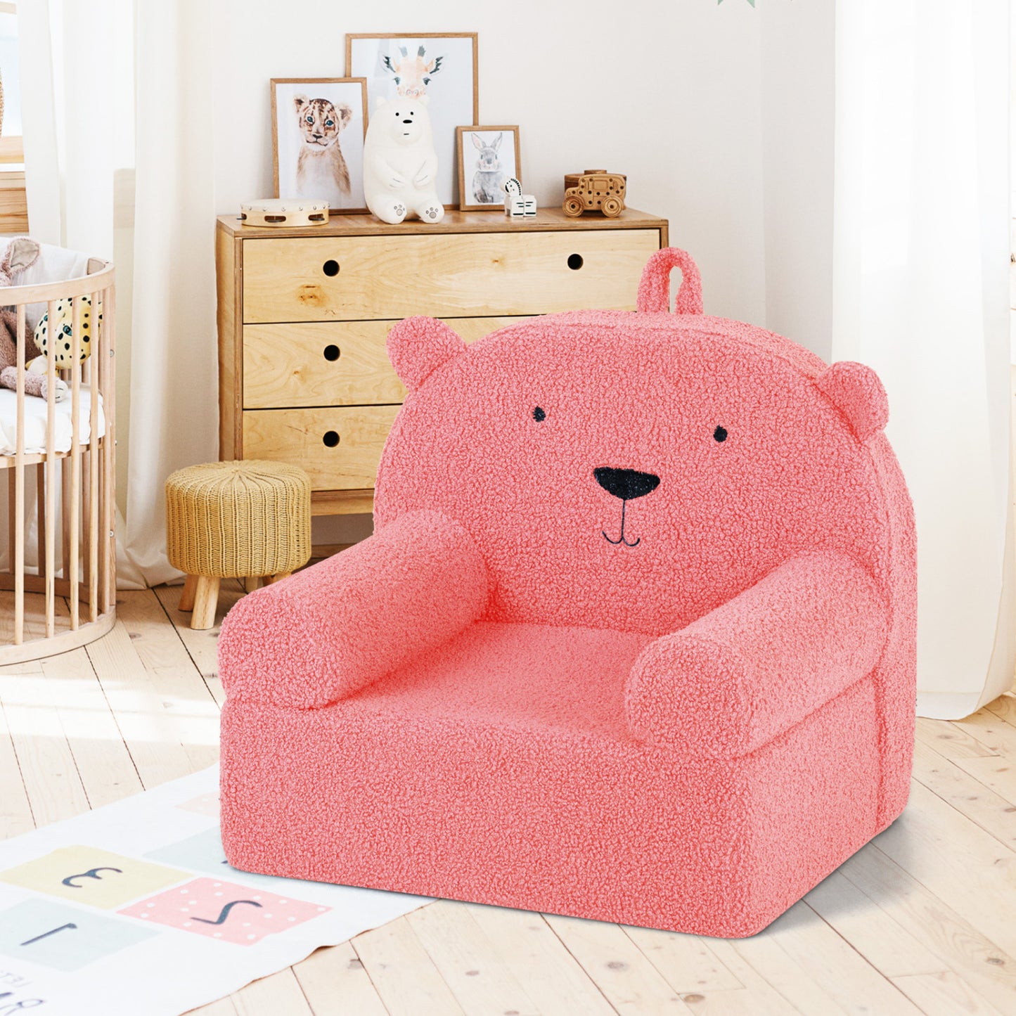 Kids Bear Sofa with Soft Fleece Fabric and Armrests