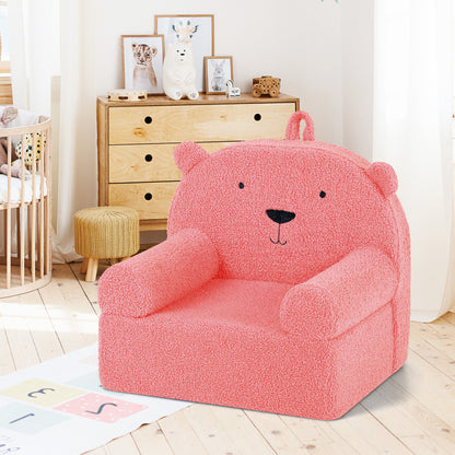 Kids Bear Sofa with Soft Fleece Fabric and Armrests