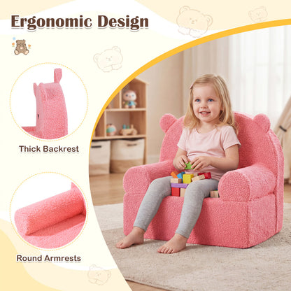 Kids Bear Sofa with Soft Fleece Fabric and Armrests