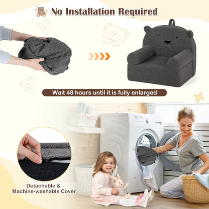 Kids Bear Sofa with Soft Fleece Fabric and Armrests