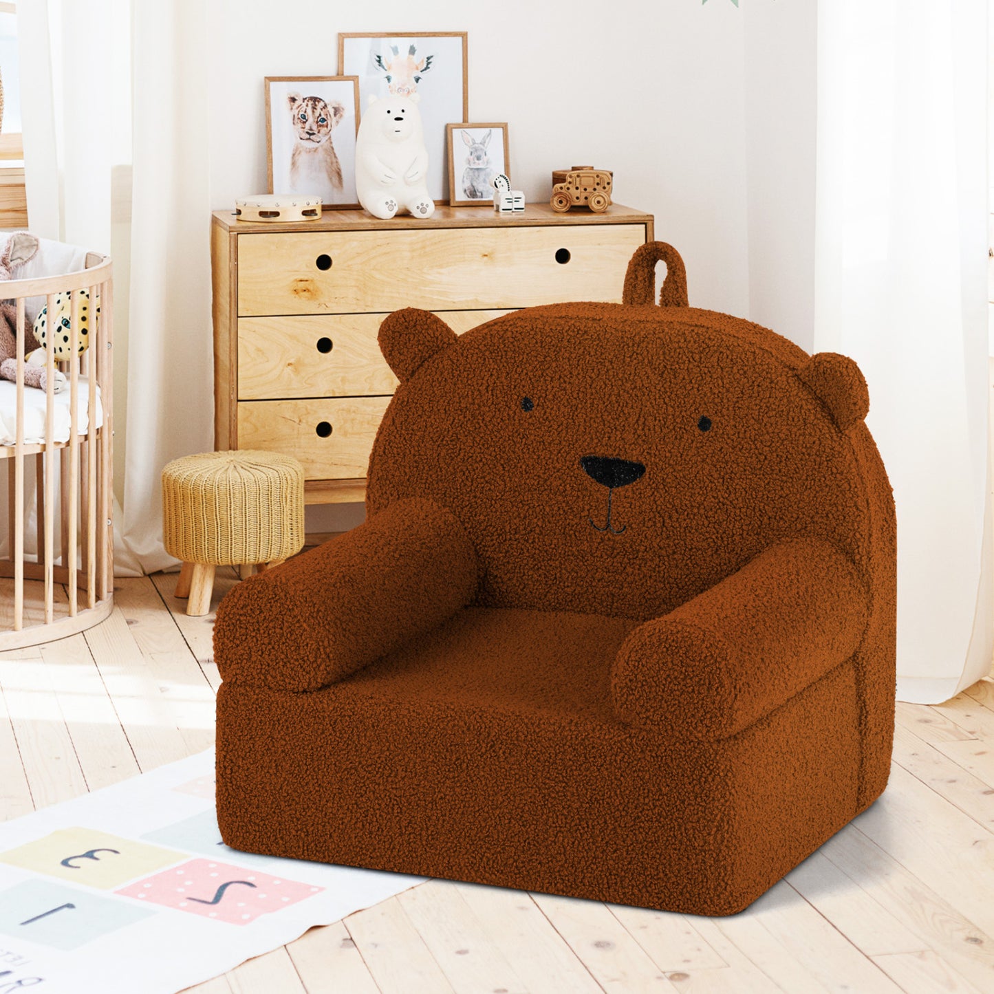 Kids Bear Sofa with Soft Fleece Fabric and Armrests