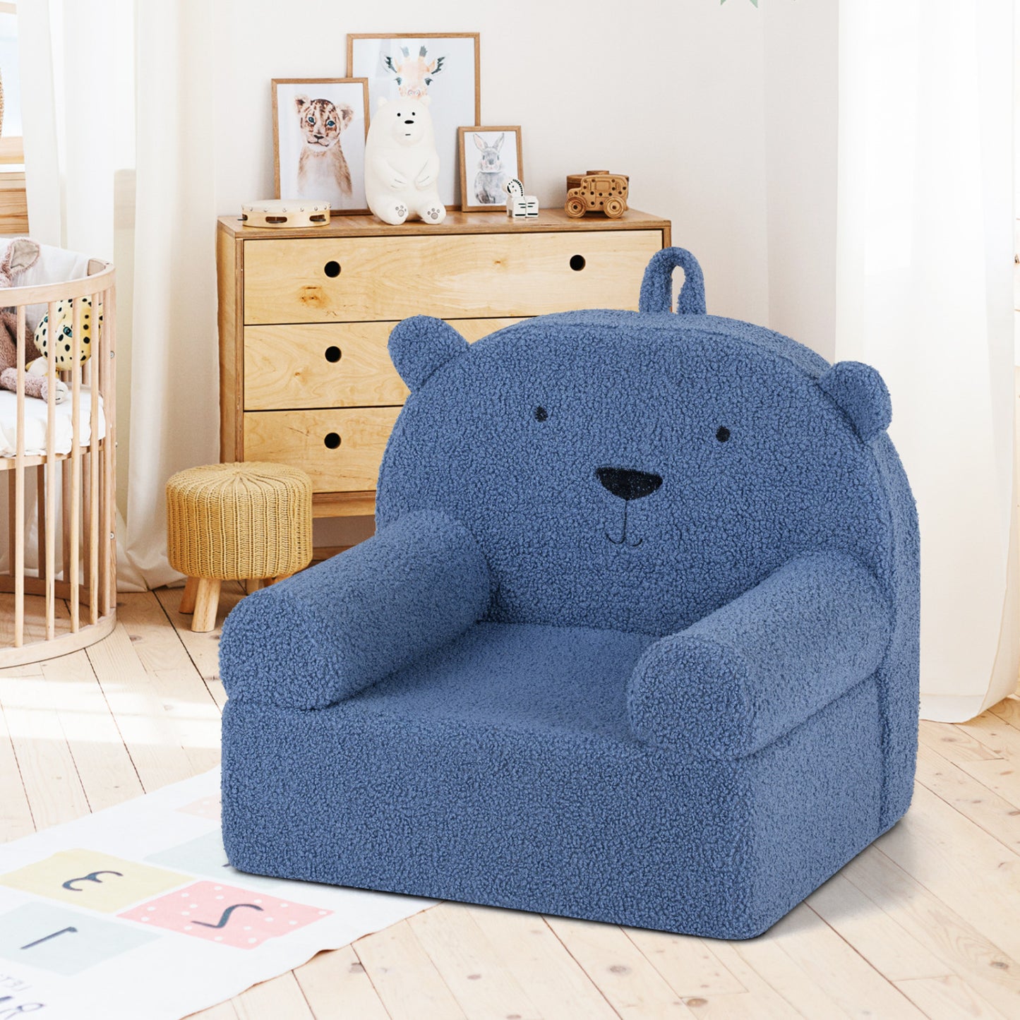 Kids Bear Sofa with Soft Fleece Fabric and Armrests