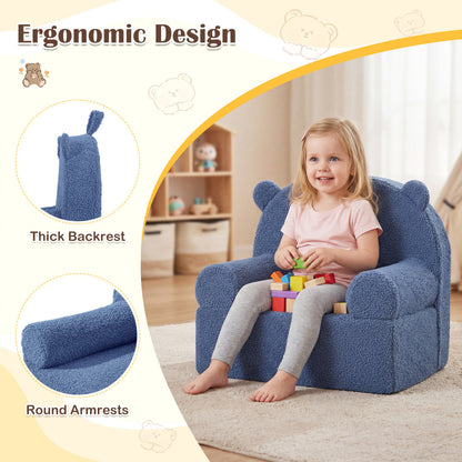 Kids Bear Sofa with Soft Fleece Fabric and Armrests