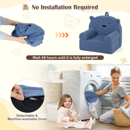 Kids Bear Sofa with Soft Fleece Fabric and Armrests