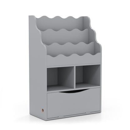 Kids 3-Tier Sling Bookcase with Storage Cabinet