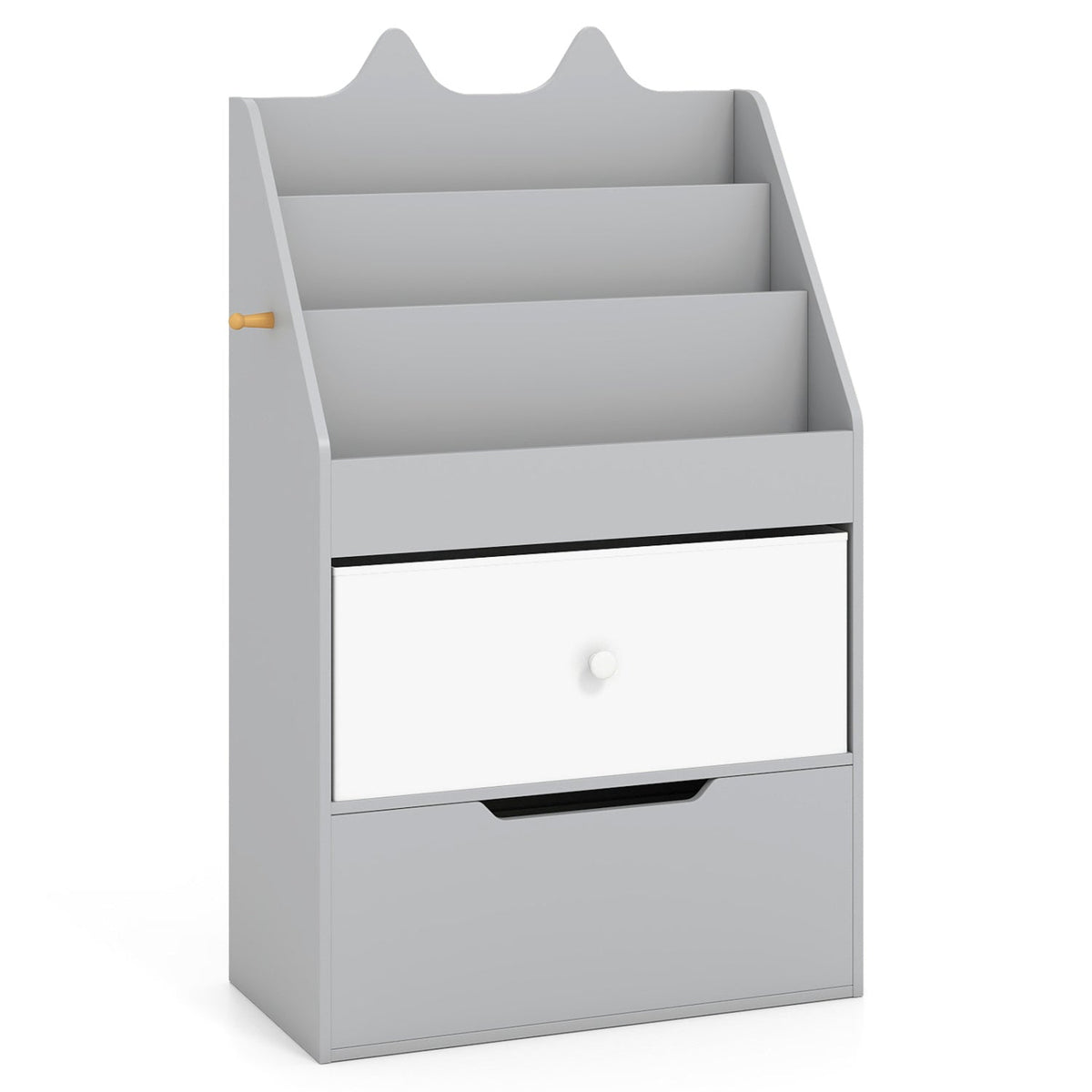 Kids Bookshelf and Toy Storage Organizer with Drawers