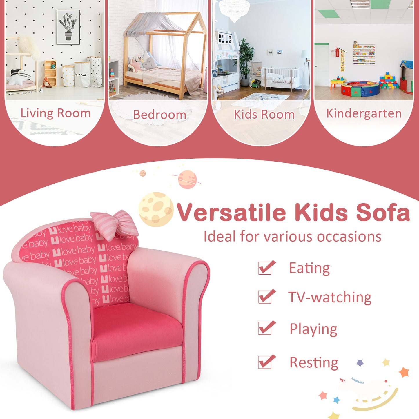 Kids Sofa Chair with Armrests and Thick Cushion