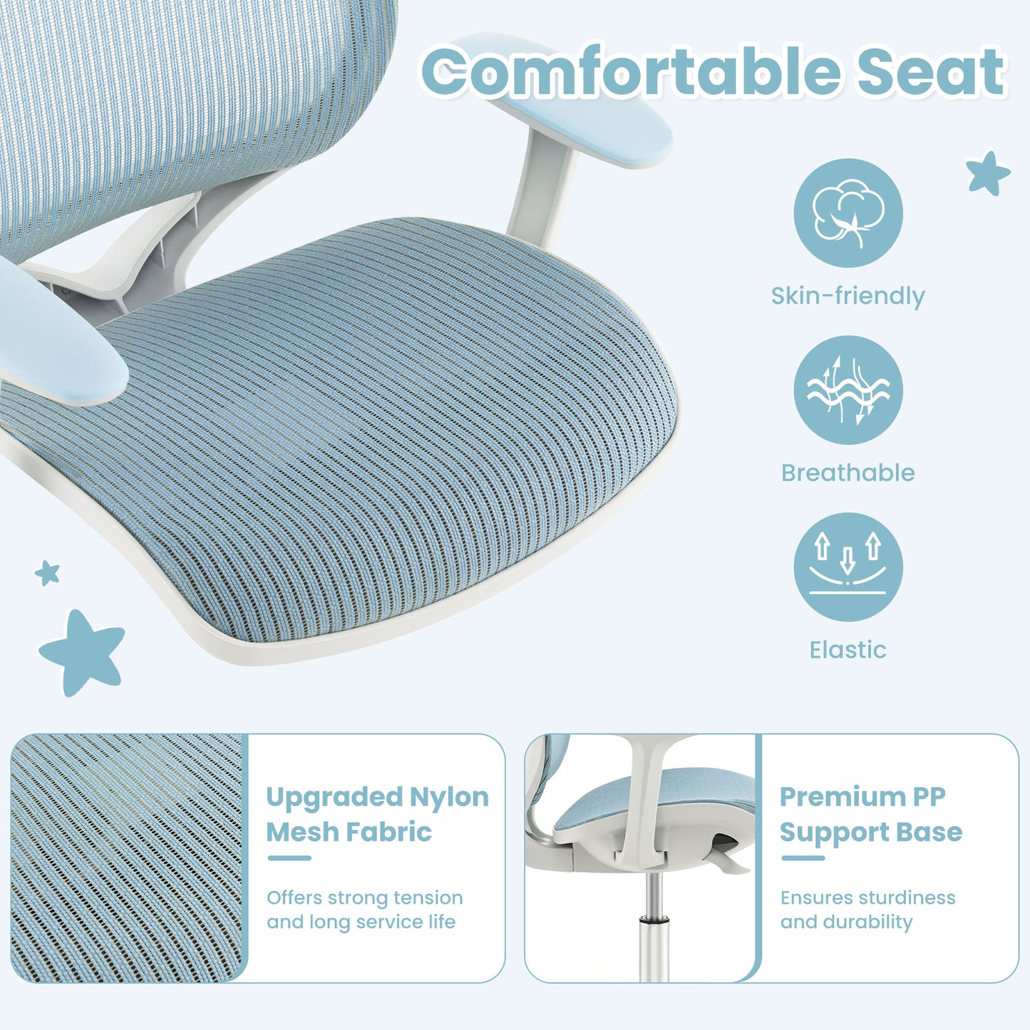 Kids Swivel Mesh Computer Chair with Adjustable Height