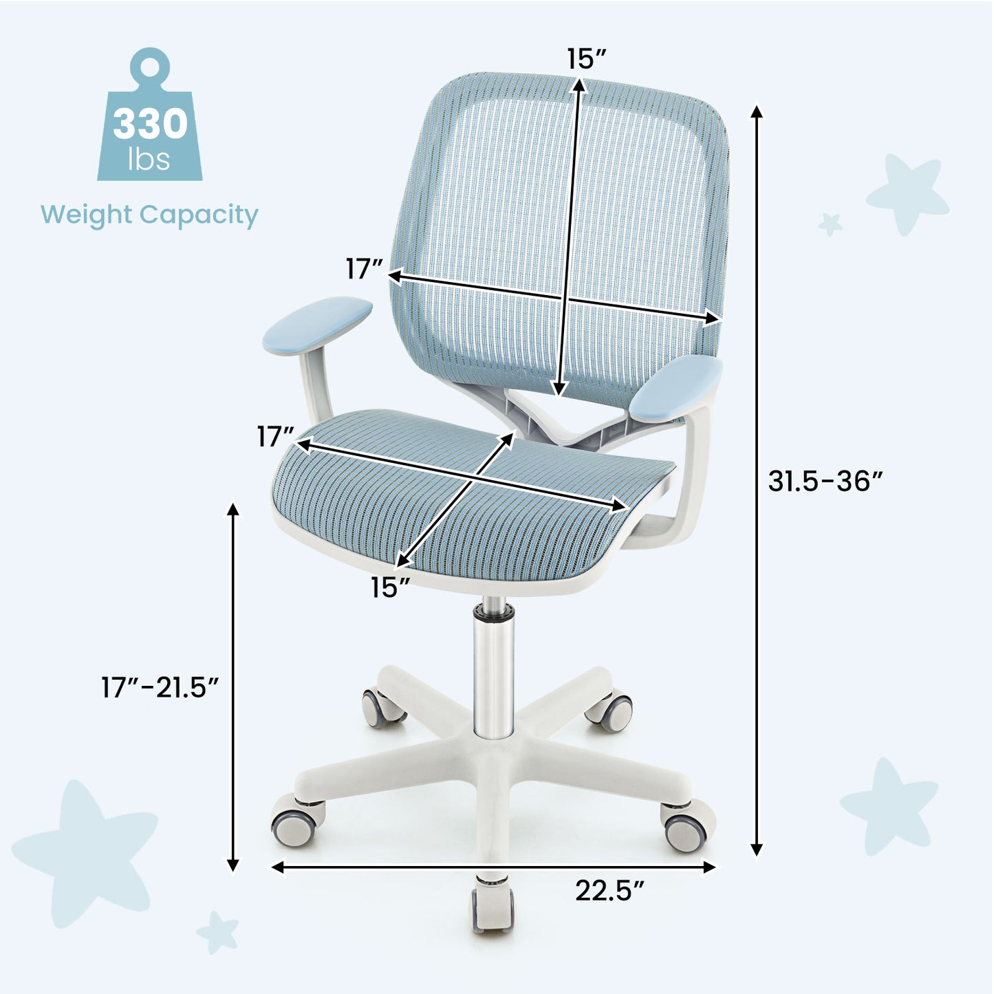 Kids Swivel Mesh Computer Chair with Adjustable Height