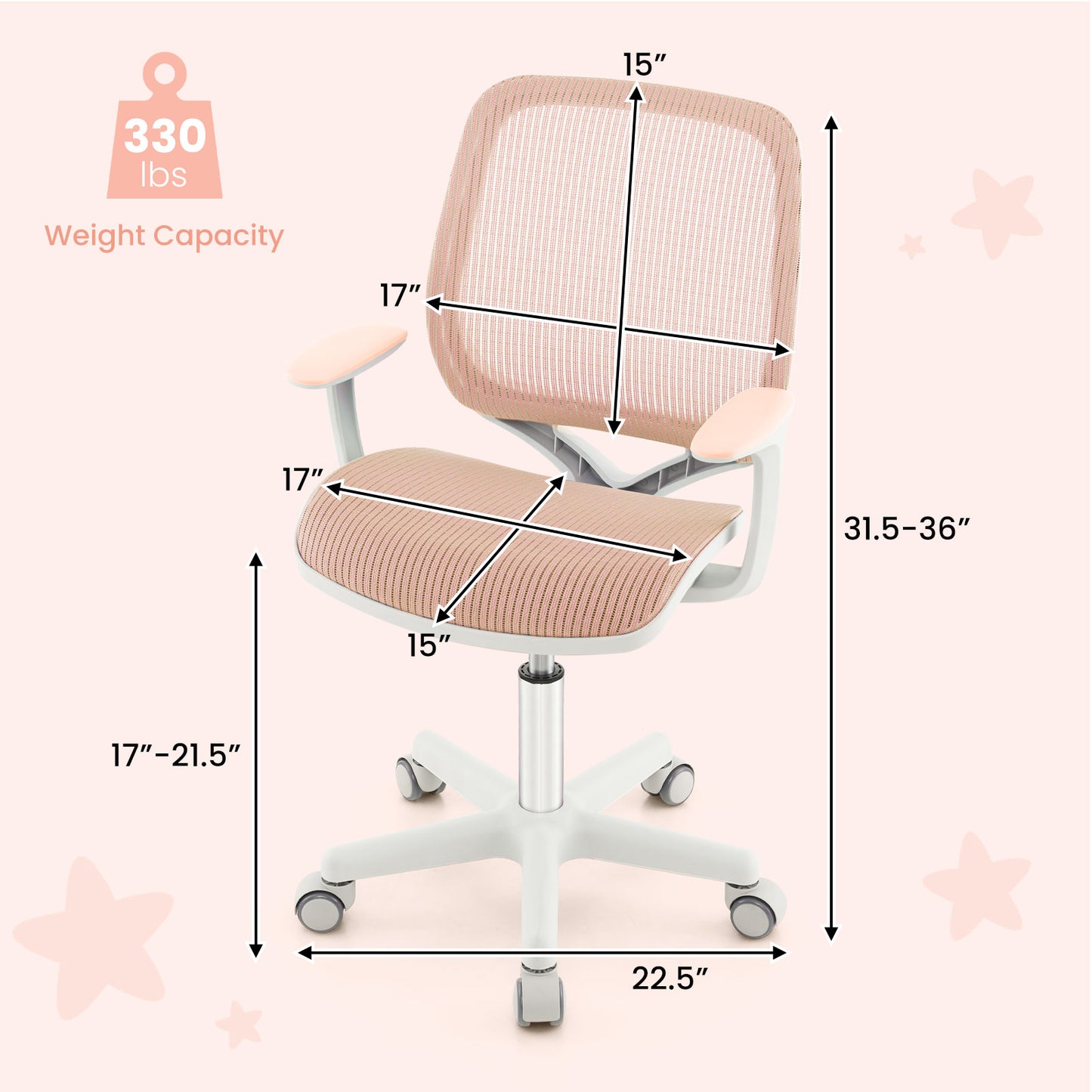 Kids Swivel Mesh Computer Chair with Adjustable Height