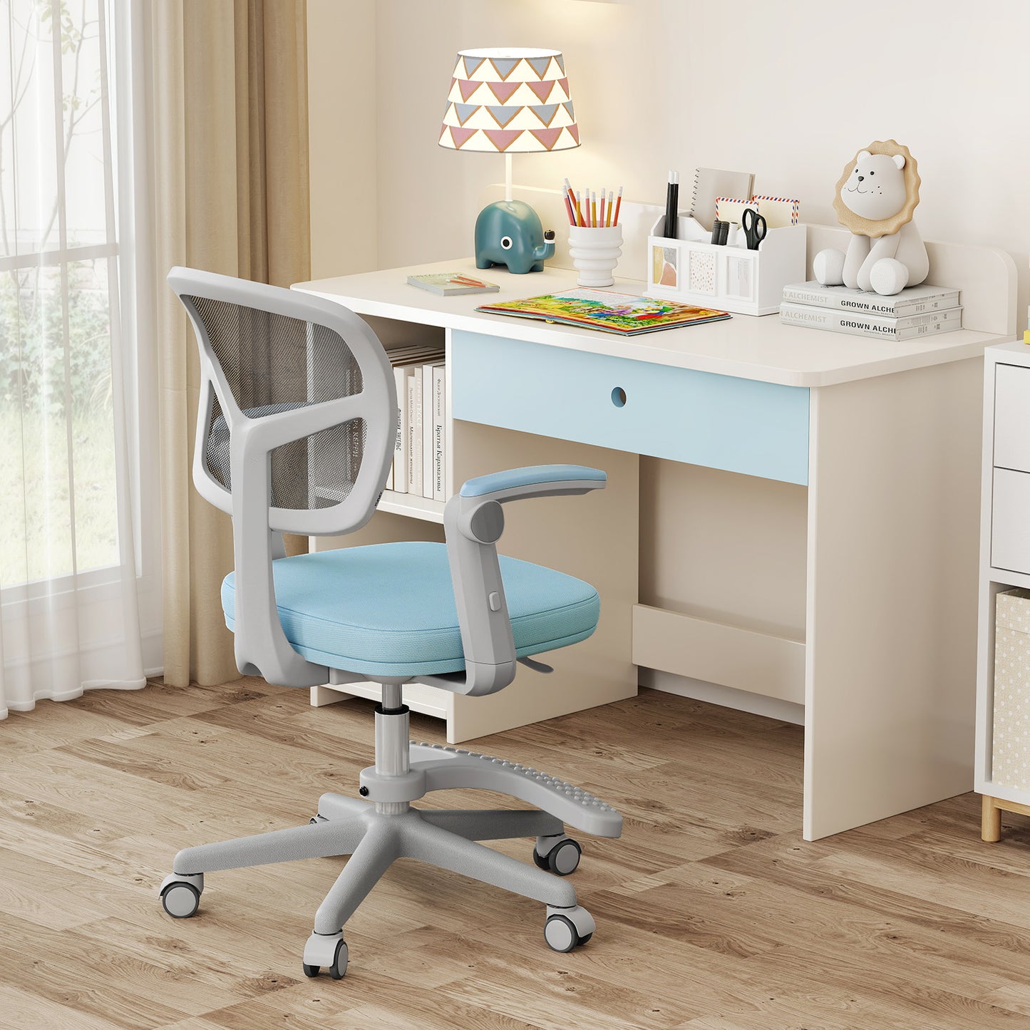 Kids Desk Chair with Adjustable Height and Footrest