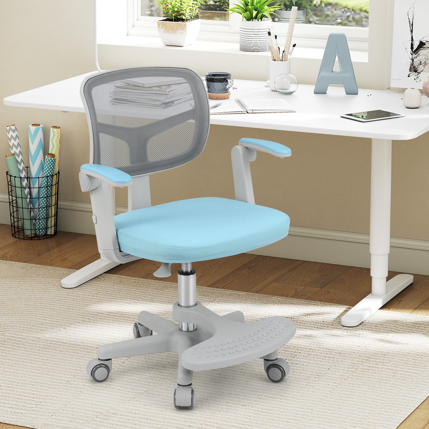 Kids Desk Chair with Adjustable Height and Footrest