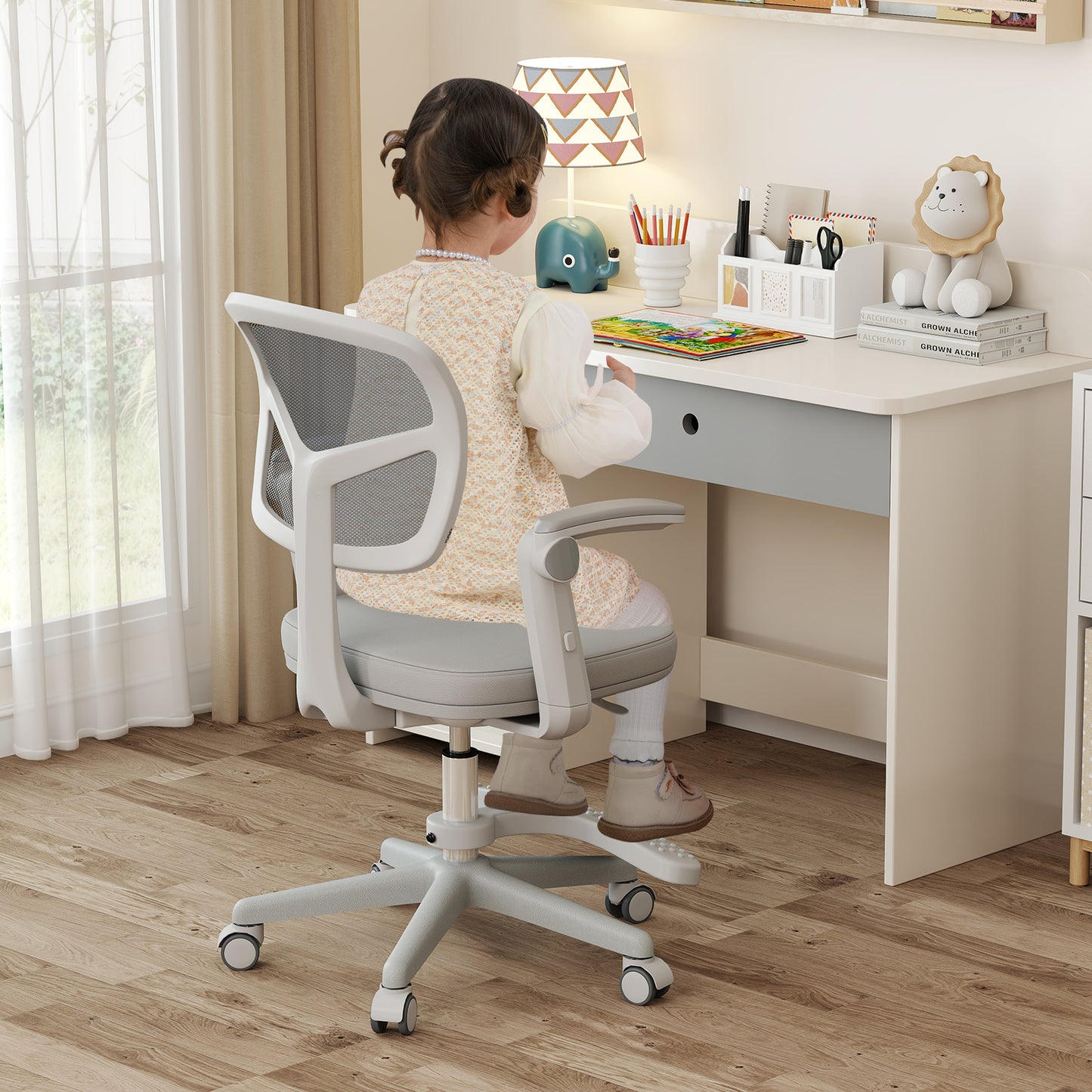 Kids Desk Chair with Adjustable Height and Footrest