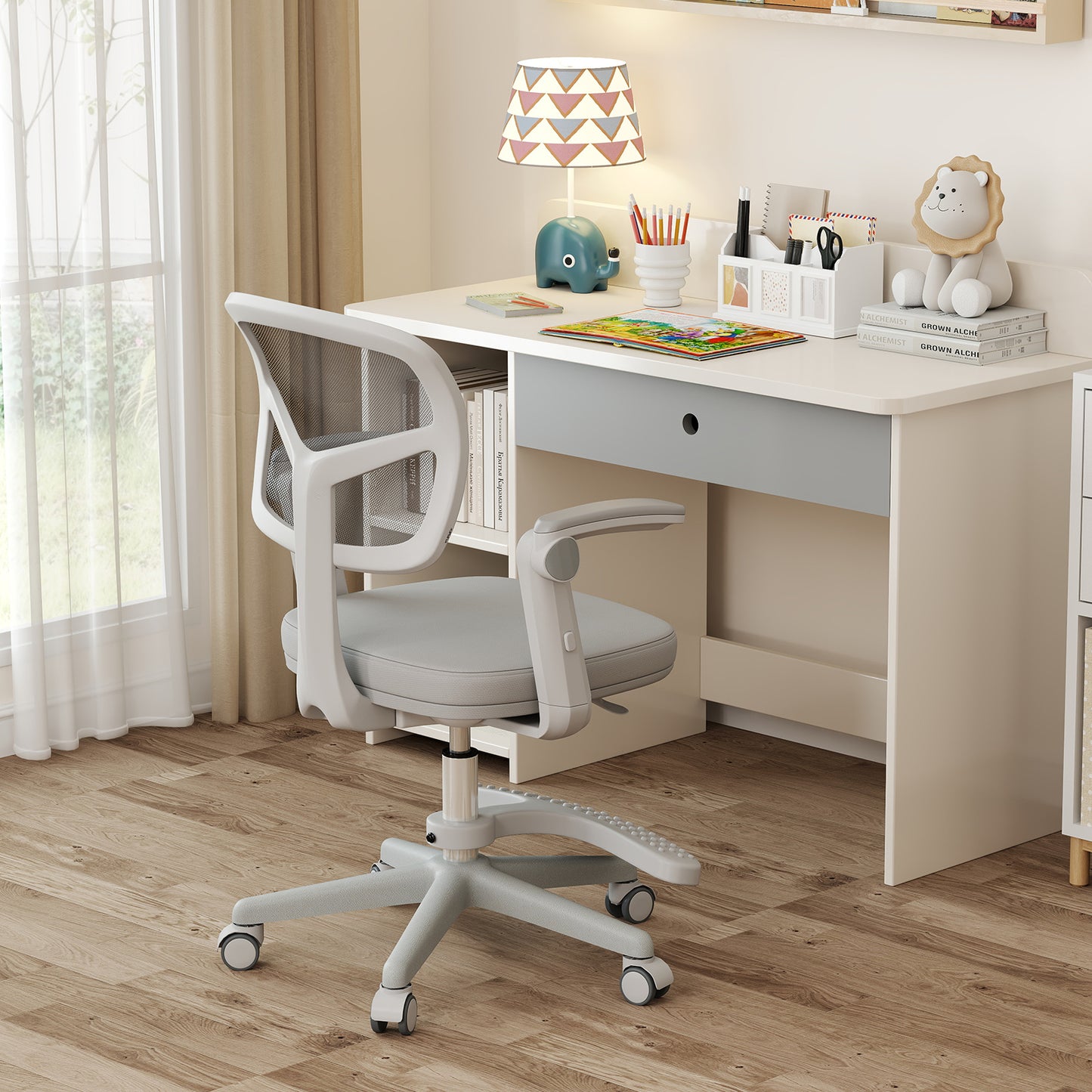 Kids Desk Chair with Adjustable Height and Footrest